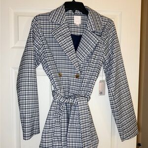 LC Lauren Conrad Women's Checkered Belted Jacket